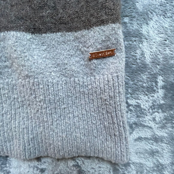 Sweaty Betty London Sweater Womens Small Pink Gray Striped Turtle Neck Luxe Cozy - Picture 2 of 11